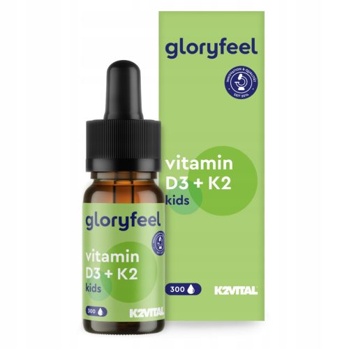 Kapi Vitamin D3 + K2 za Djecu od Gloryfeel - 300 Kapi u Boci, 100% Veganski
