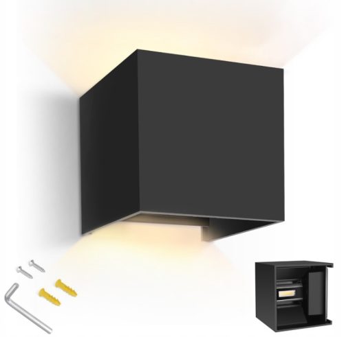 Crni vanjski zidni svjetiljak s integriranim LED izvorom svjetla 12W