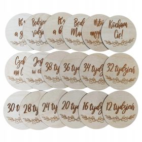   Karte za fotografiranje trudnoće s tjednima, 18 drvenih kartica