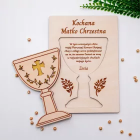 SVETA PRIČEST Hvala za kumove drvena karta PRIČEST