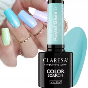   CLARESA PASTEL GLAM 6 HYBRID LAK ZA NOKTE HYBRID PASTEL TIRKIZNA S PARKAMA
