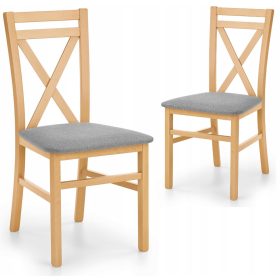 Stolica od hrastovine, tapacirana, siva nijansa, Dariusz