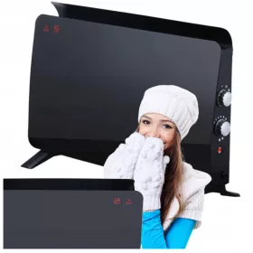   Električni konvektor sa staklenim panelom i regulacijom temperature 1500W - Crni