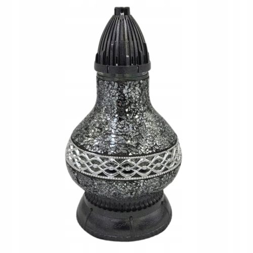 Znicz na grob Premium Veliki Lampion Karafa Vitrage Mini Dekor Srebro 34 cm