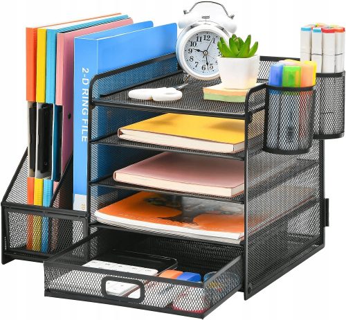 Organizator Na Radnom Stolu Metalna Mrežasta Kutija Za Dokumente S Ladicom
