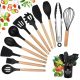 Silikonski set kuhinjskog pribora s teflonskom prevlakom, drveni dodaci