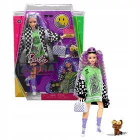    Barbie ekstra jakna za šahovnicu/svijetloružičasta kosa HHN10