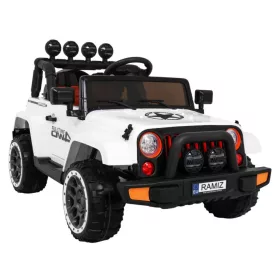    Terenski automobil s punim radnim vremenom 4WD za djecu bijeli + pogon 4x4 + daljinski upravljač + audio LE
