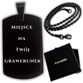 SET Crna privjesak za psa s gravurom + crni lančić 55cm