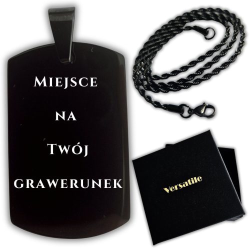 SET Crna privjesak za psa s gravurom + crni lančić 55cm