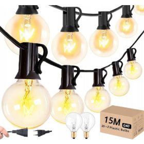    GARLAND VELIKE VANJSKE VRTNE LAMPE DVORIŠTE BALKON TERASE KUGLICE 15M 25KOM