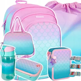   Paket školskih torbi s više odjeljaka u nijansama ljubičaste, plave, ružičaste, sive i srebrne, zelene