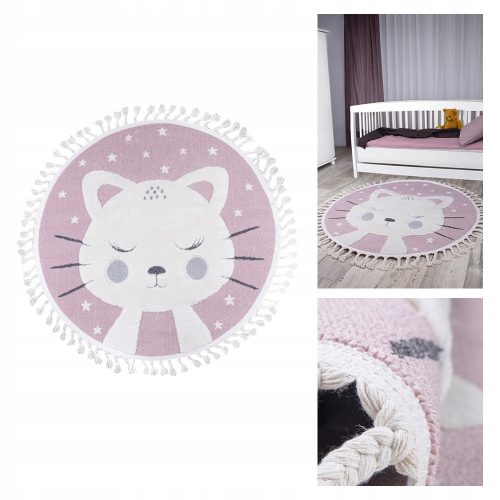 Okrugli tepih za djevojčice Skandi Kids Roza tepih, krug 150x150