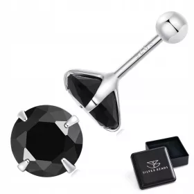 Srebrne naušnice s crnim kristalima veličine L