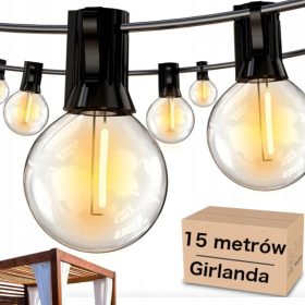    Girlanda 1500 cm mreže + 2× E27 LED žarulje sa žarnom niti 1W za Edison girlandu