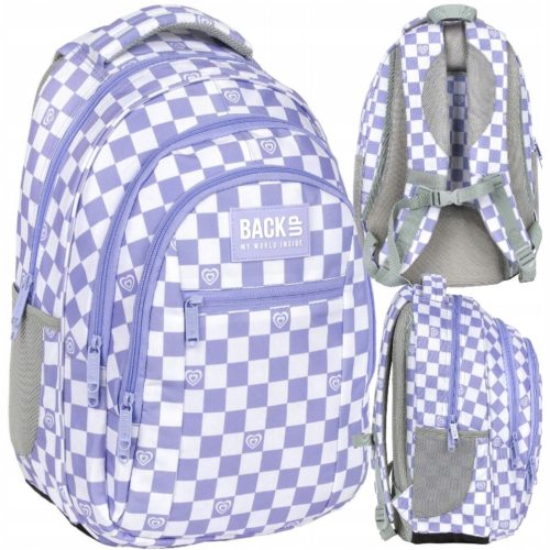Ruksak za školu s više odjeljaka BackUp Purple Chessboard 26l