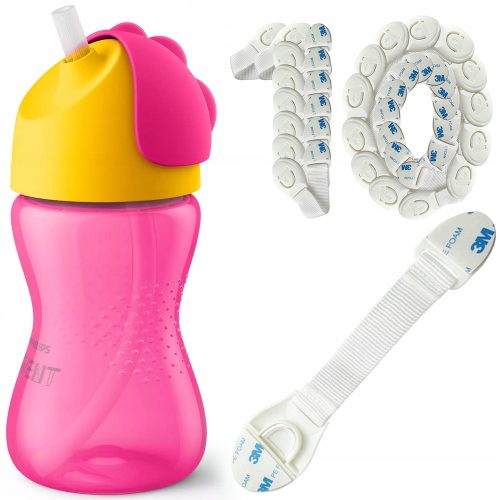  Philips Avent šalica sa slamčicom 300 ml roza + 10X NAMJEŠTAJ SIGURNOSNO ZAKLJUČAVANJE LADICA, VRATA ORMARA, OPREME