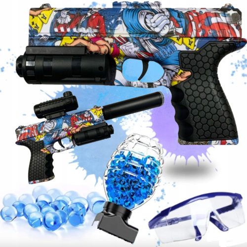 Gel Ball Gun Rifle Automatski Punjač Baterija Sigurno + Pop it - Push Pop Bubble - Tęczow Sensory Mat