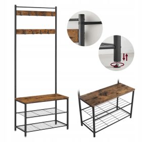 Stalak za odjeću s policama i sjedalicom