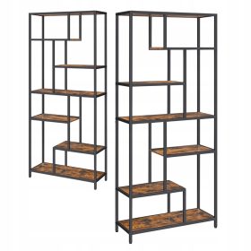   Regal za knjige sa geometrijskim dizajnom, 6 razina, 30x80x180 cm, vintage loft