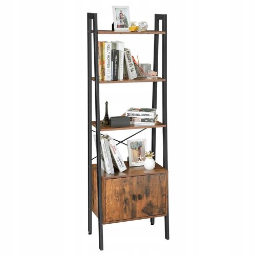Vasagle Alinru Regal s ljestvama i ormarićem 56 x 34 x 173 cm - Drabinkasti regal za knjige u LOFT stilu