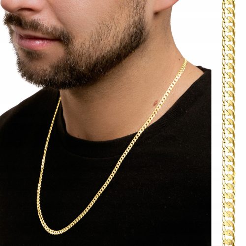 MUŠKI ZLATNI LANAC, ELEGANTAN 585 POZLAĆENI LANAC, 60 cm, VISOKOKVALITETNO KOVAN, 8g, 925 SREBRO