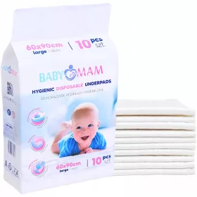    BABYMAM PODLOGA ZA JEDNOKRATNU UPOTREBU 60x90 cm HIGIJENSKA PODLOGA ZA PREVLAČENJE CHANGER 10 kom.