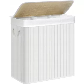 Songmics bambusova košara za rublje 150l, bijela