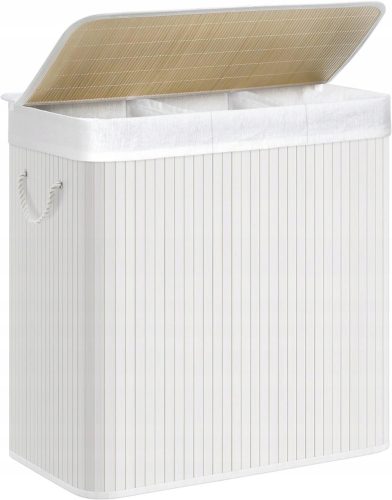 Songmics bambusova košara za rublje 150l, bijela