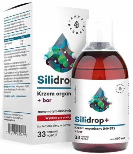 AURA Herbals Silidrop+ Organski Silicij MMST i Bor - Tekući Dodatak Prehrani 500 ml