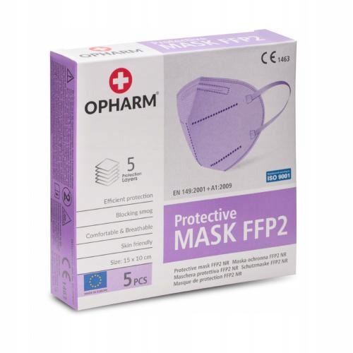 OPHARM FFP2 Zaštitna maska ljubičasta, 5 kom.