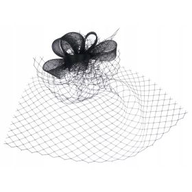  VEOL, fascinator, frizura - crni večernji veo