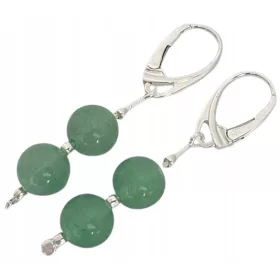 Srebrne naušnice od aventurina sa zelenim kamenom