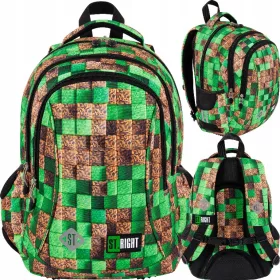   ST.Right Školski Ruksak za Dječake s 3 Pregrade - Pixel Cubes