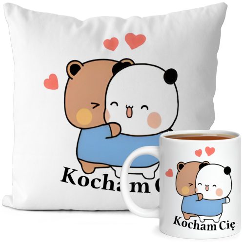  SET ŠALICA JASTUK BUBU I DUDU POKLON MEDVJEDIĆI ZA DJECU VALENTINOVO 40x40cm