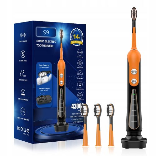  SUBORT S9 Sonic električna četkica za zube 5 USB načina punjenja s 4 glave (crna)