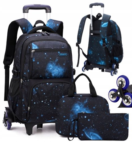 Ziranyu Galaxy školski ruksak na kotačićima za djecu - Školska torba s više odjeljaka i pernicom