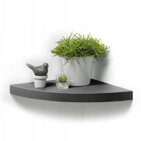 Antracitna MDF Zidna Polica 25 x 25 cm za Dekoraciju Ugla