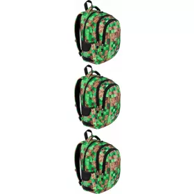   Mladički školski ruksak Pixel Cubes s tri pretinca, 20l - paket od 3 komada