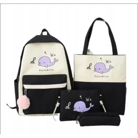   kolski ruksak za tinejdžere Lilo i Stitch s više odjeljaka, crni, 1 l