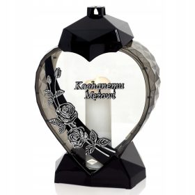 Elegantna srčana svijeća sa ružom za muža, srebrna