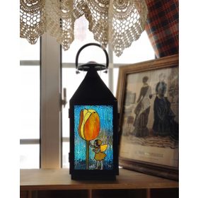    Lanterna od vitraja Cvjetna vila, noćno svjetlo za vrtni ukras