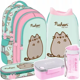   PUSHEEN MINT Ruksak za školu s mačkom za djevojčice 1.-3. razred