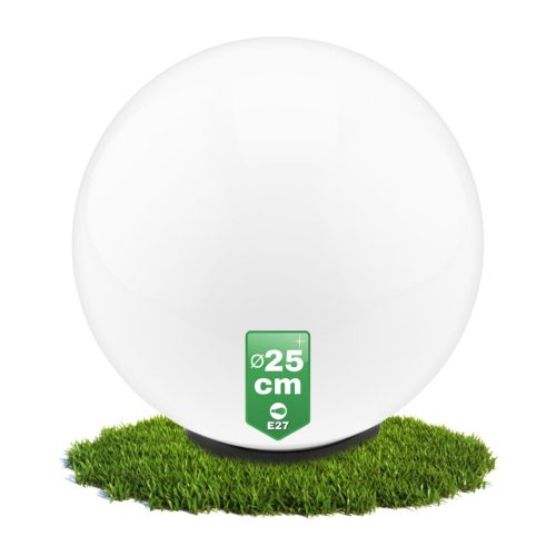 Lampa za vrt LED KUGLA 25CM E27 IP44 bijela UV zemaljska