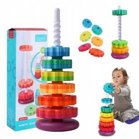  Twisted Stacking Tower Pyramid Rainbow Spiral Toy Spin High