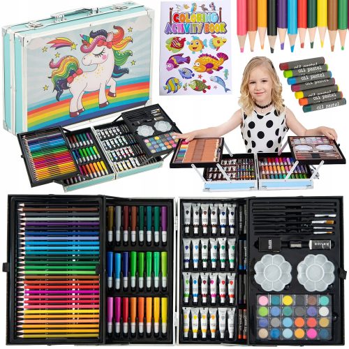 Zestaw umjetničkih slika za djecu Artnico 145 elemenata, plava torba jednoroga, GRATIS