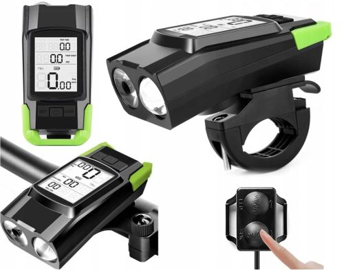  Snažna LED prednja svjetiljka za bicikl, USB prednja strana, jarko svjetlo, brojač, zvono