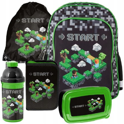 Minecraft školski set Paso ruksak Game Start Crni | Za dječake