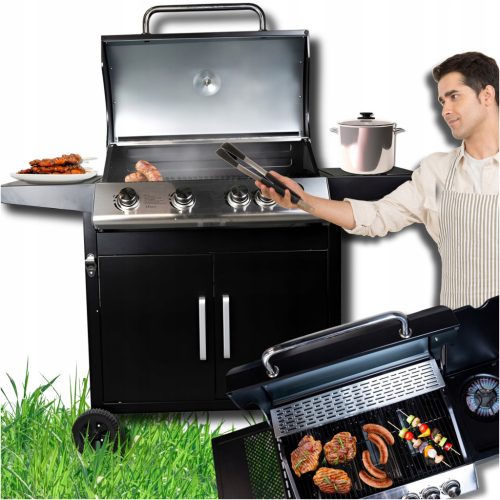 MASTER BBQ plinski roštilj s 5 plamenika 4+1 na kotačima s spremnikom od 14,5kW