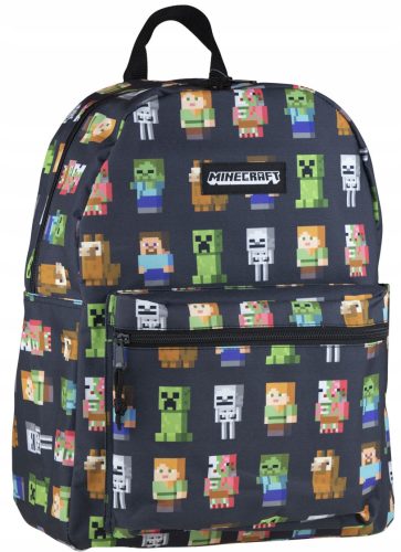 Minecraft Astra školski ruksak s jednim pretincem crni, Nijanse sive i srebrne, Nijanse zelene, Višebojni 16 l